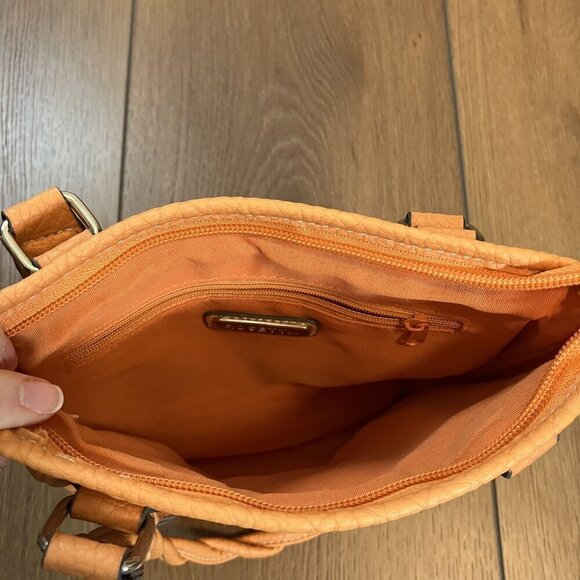 Rosetti Braided Handle Multi-pocket Orange Purse Shoulder Bag - Picture 8 of 10